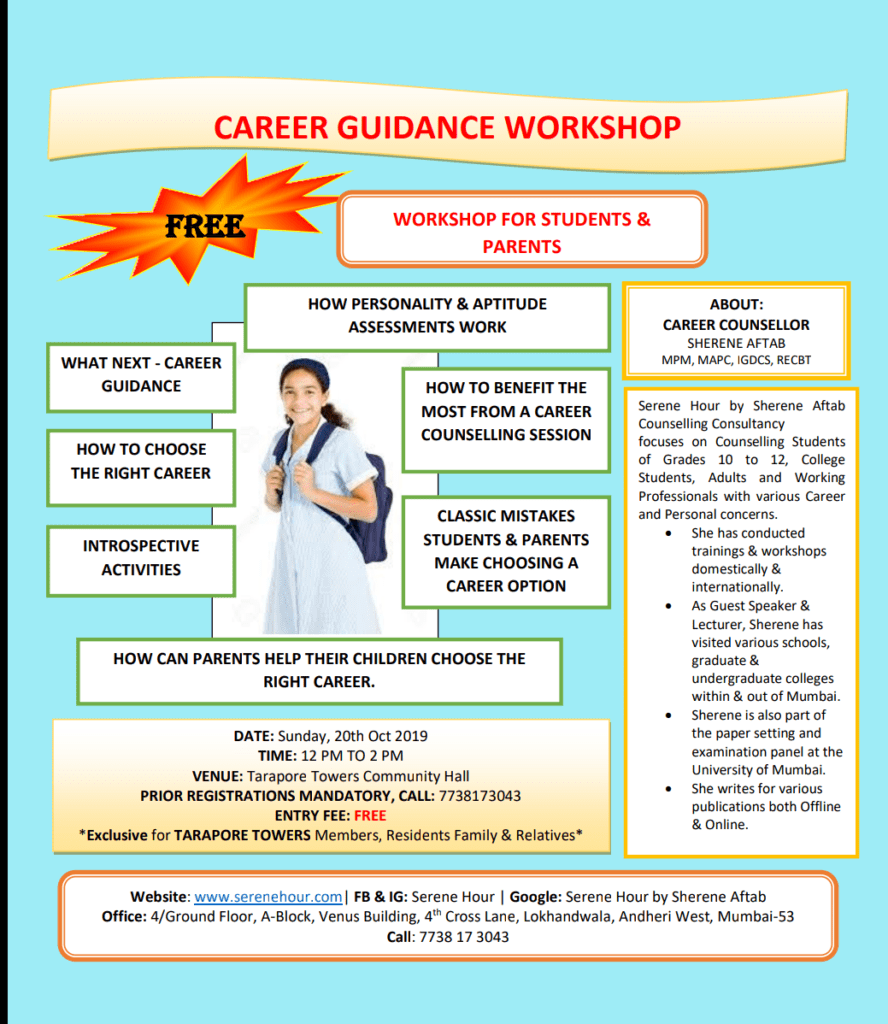 Free Career Counselling Workshop As Serene Hours Community Outreach Programme Serene Hour 0000